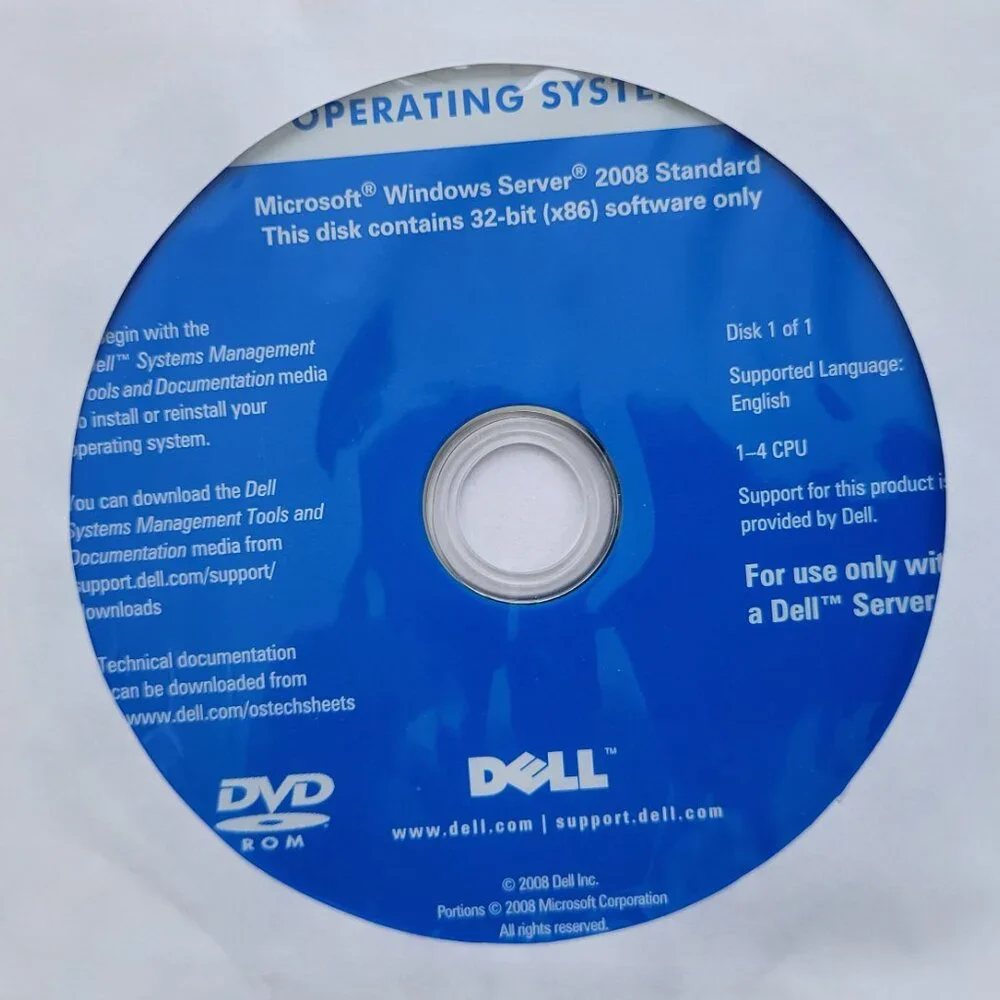 Microsoft Windows Server 2008 Standard for 32-bit (x86) DVD P/N FR911